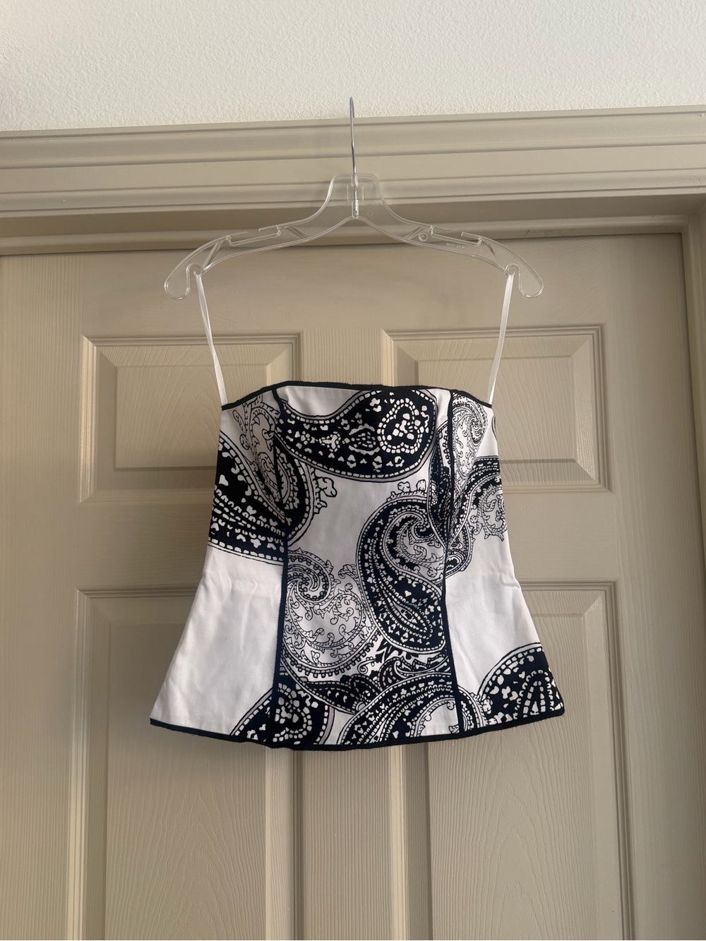 White House Black Market Strapless Paisley Print Bustier Top